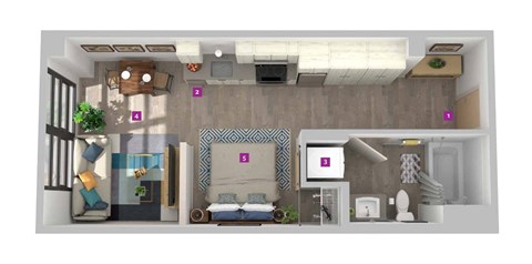 Floor plan for studio, 1 bath, 465 sqft